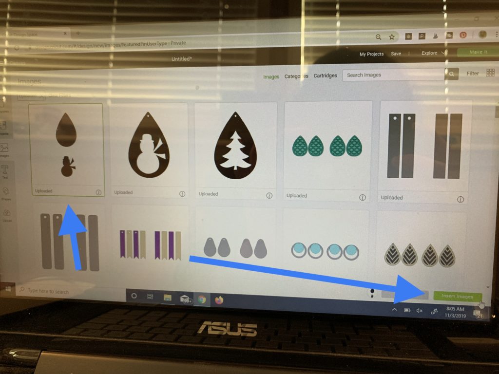 Making snowman faux leather earrings on the cricut machine