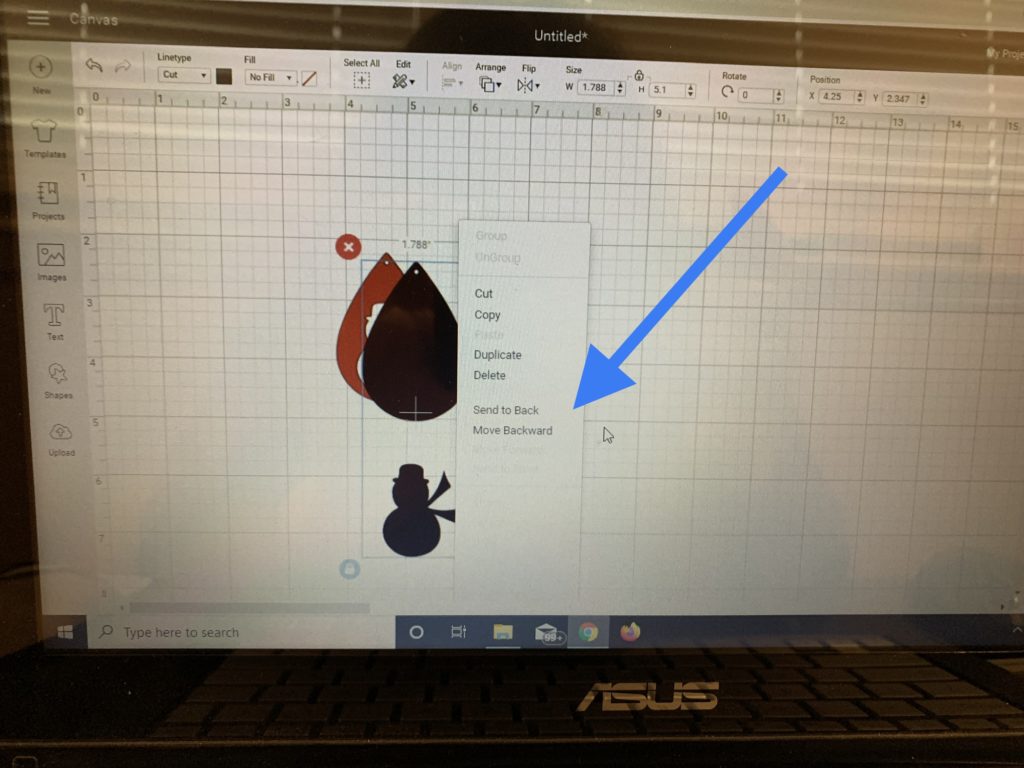 Making snowman faux leather earrings on the cricut machine