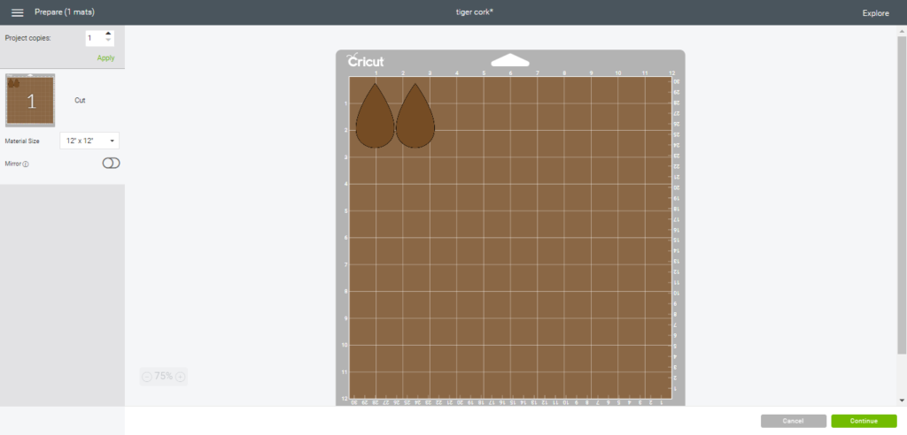 Cork earrings diy project on Cricut Explore