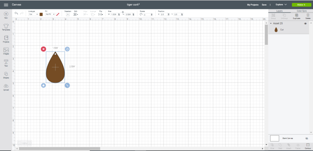 Cork earrings diy project on Cricut Explore
