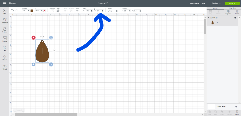 Cork earrings diy project on Cricut Explore
