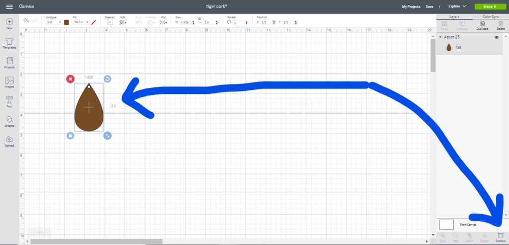 Cork earrings diy project on Cricut Explore