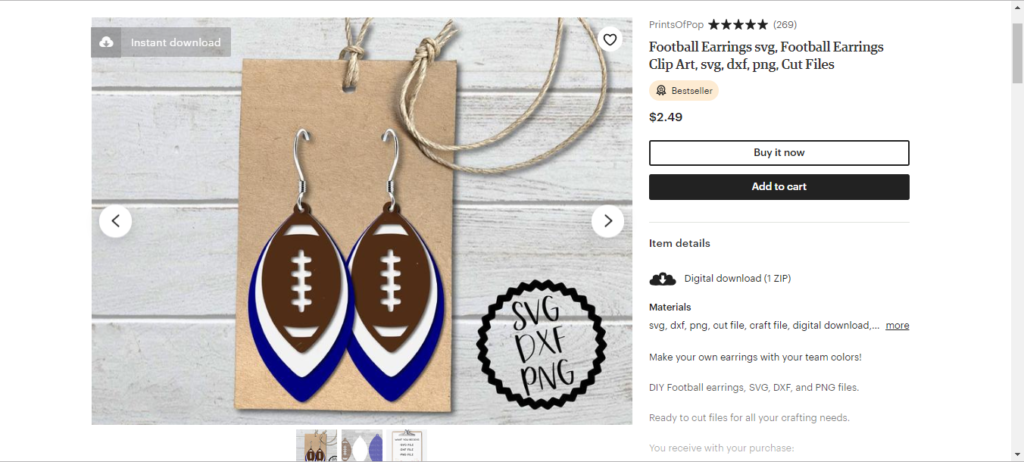 football earrings diy svg file