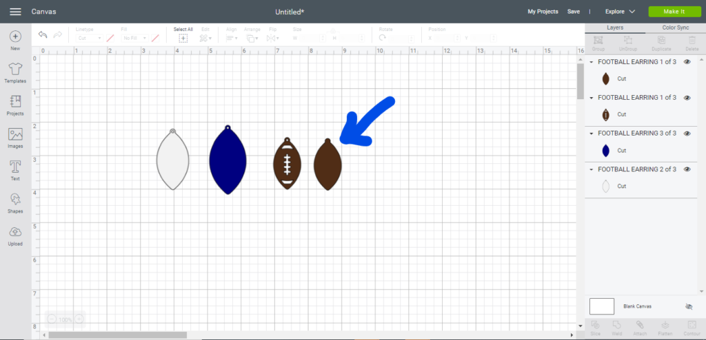 football faux leather earrings, with the football markings removed