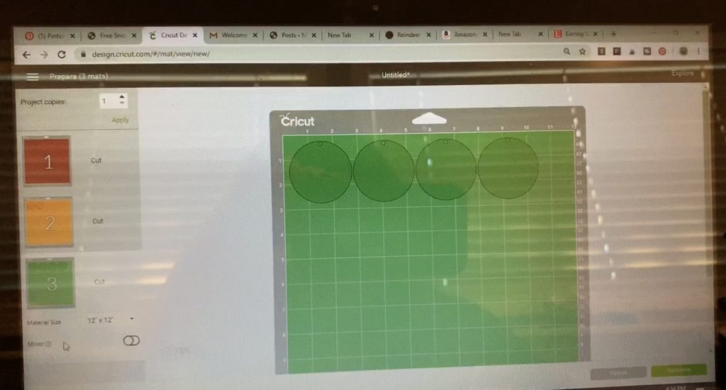 Mats ready to cut in Cricut Design Space