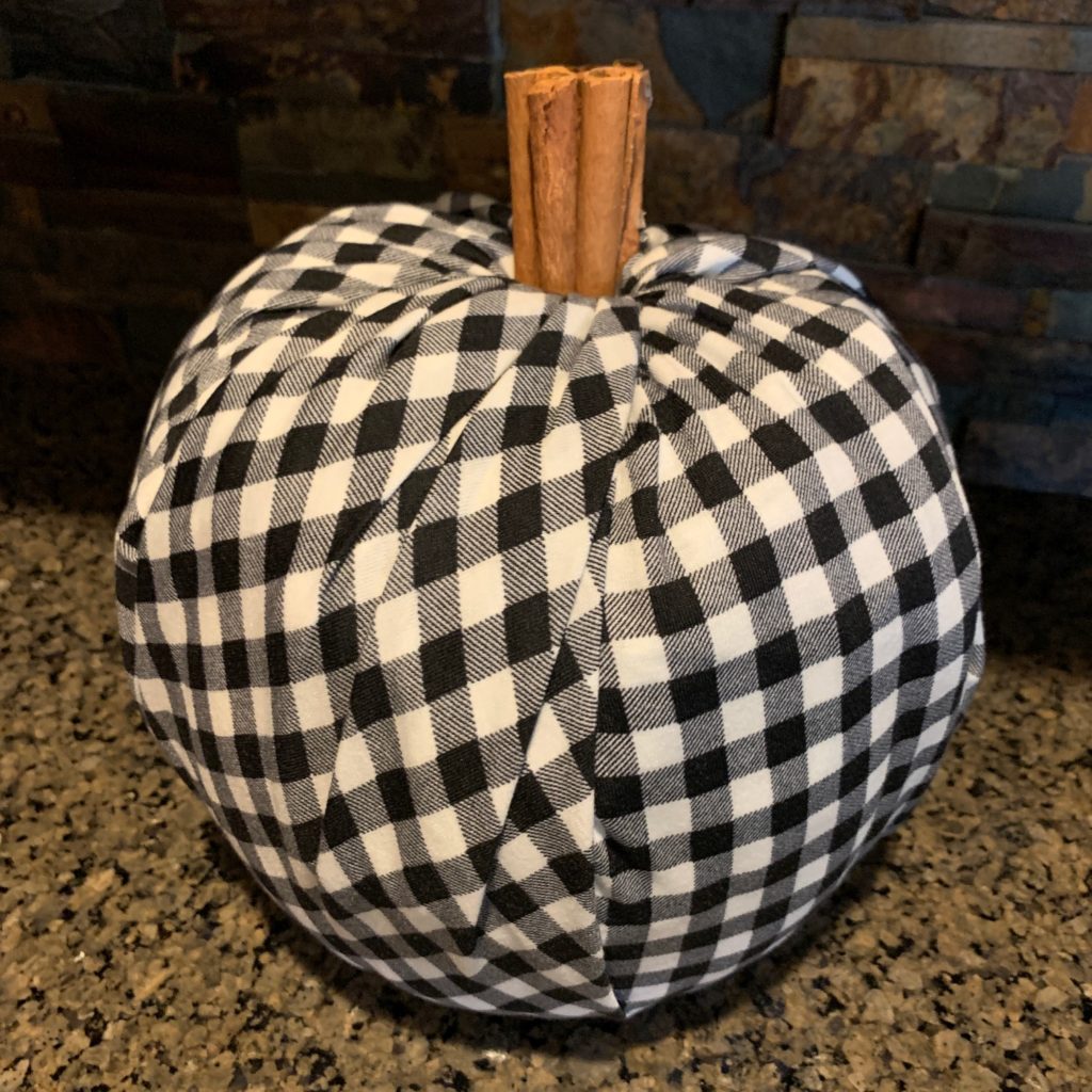 buffalo plaid fabric covered pumpkin