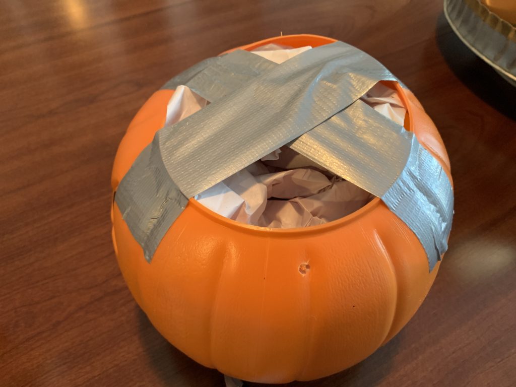 plastic pumpkins makeover to fabric covered pumpkins