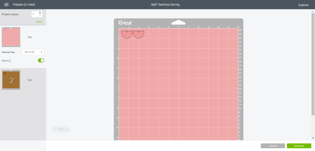 faux leather earrings on a cutting mat