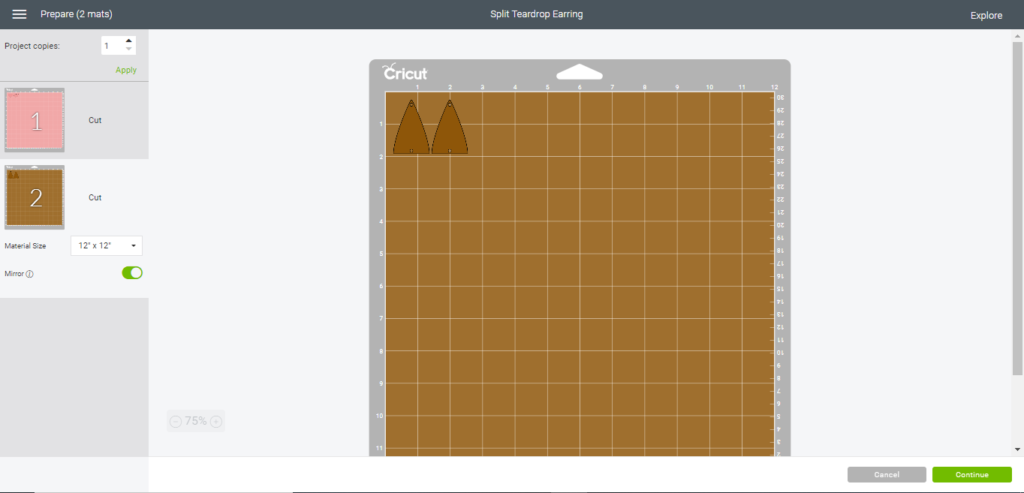 faux leather earrings on a cutting mat