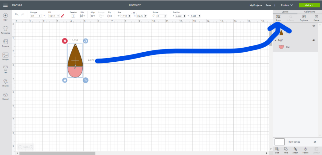 Group elements of the diy earring together using Group