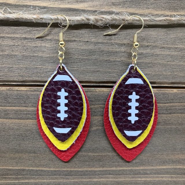 football faux leather earrings