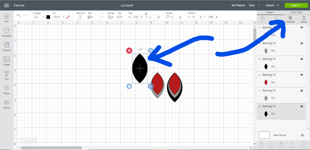 Duplicate an image in Cricut Design studio while making faux leather earrings