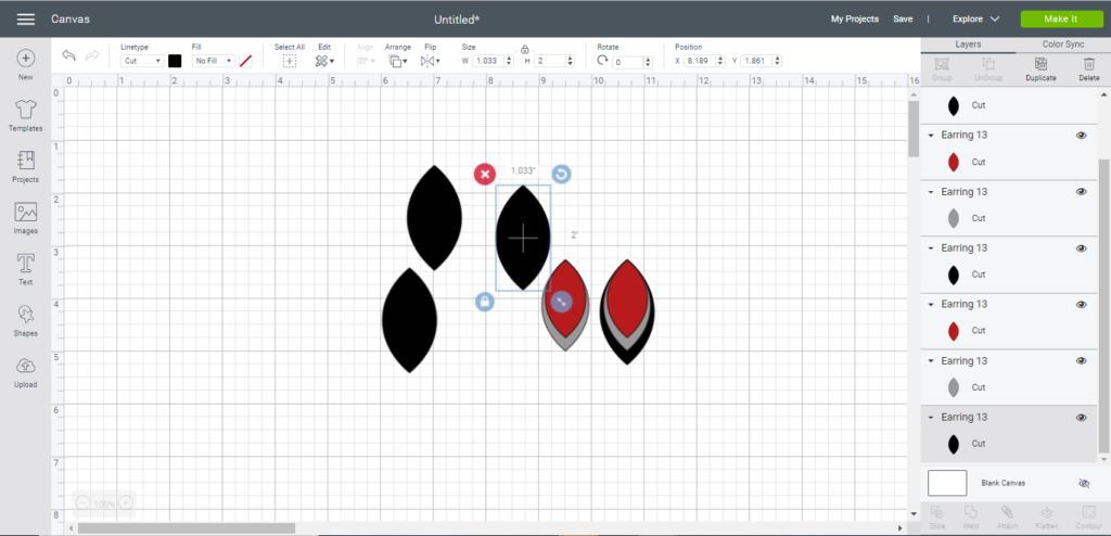 Duplicate an image in Cricut Design studio while making faux leather earrings