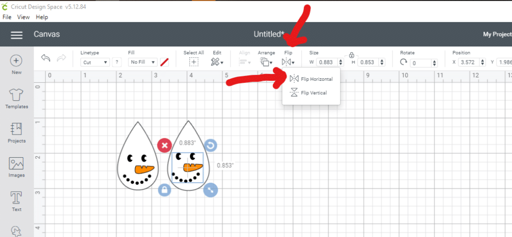 flip image in cricut design space