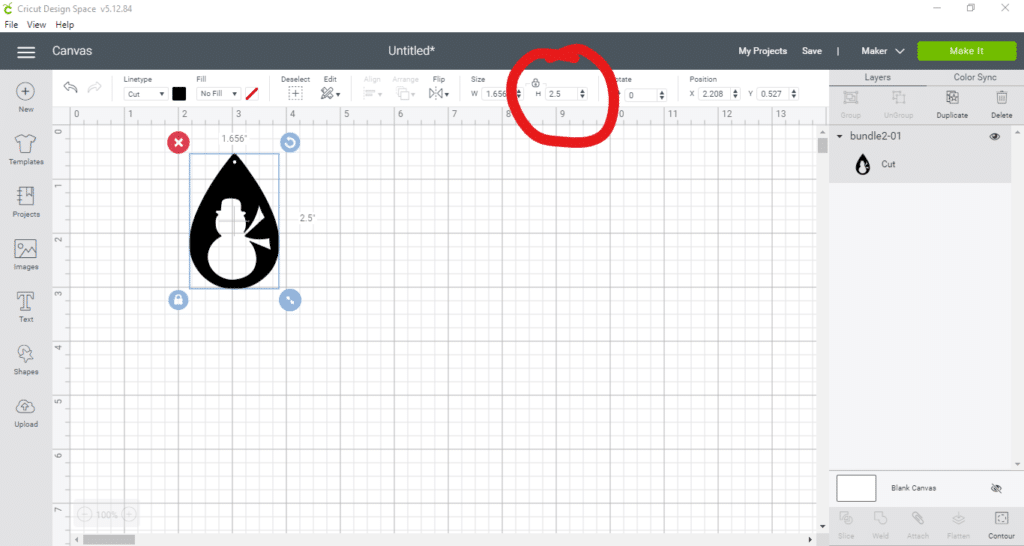 adjusting diy leather earrings size on cricut design space