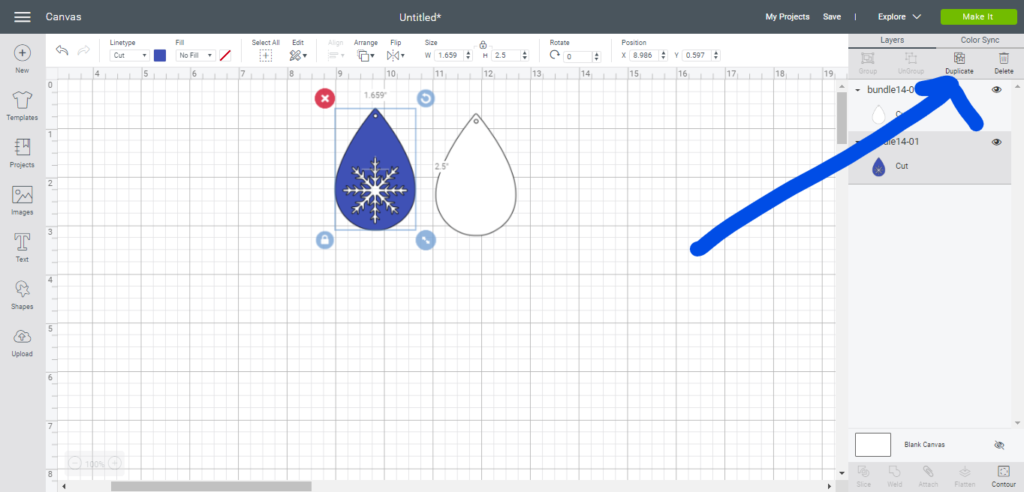 making snowflake faux leather earrings on the Cricut machine