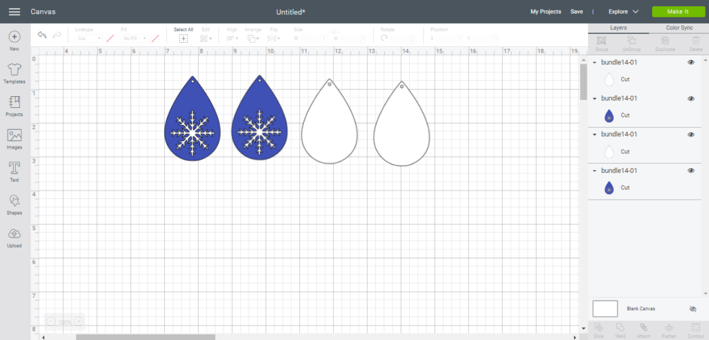 making snowflake faux leather earrings on the Cricut machine