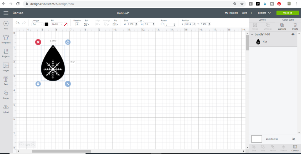 making snowflake faux leather earrings on the Cricut machine