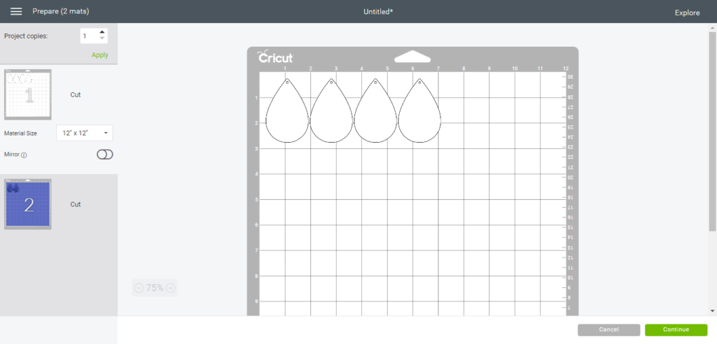 making snowflake faux leather earrings on the Cricut machine