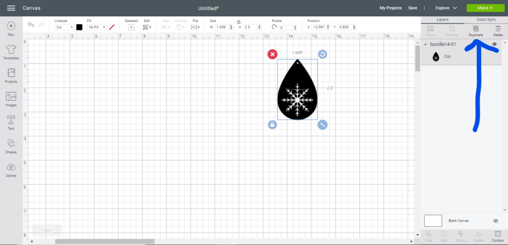 making snowflake faux leather earrings on the Cricut machine
