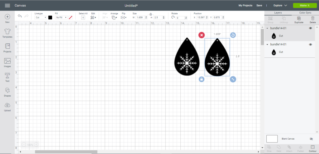 making snowflake faux leather earrings on the Cricut machine