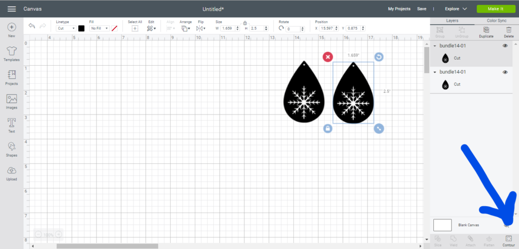 making snowflake faux leather earrings on the Cricut machine