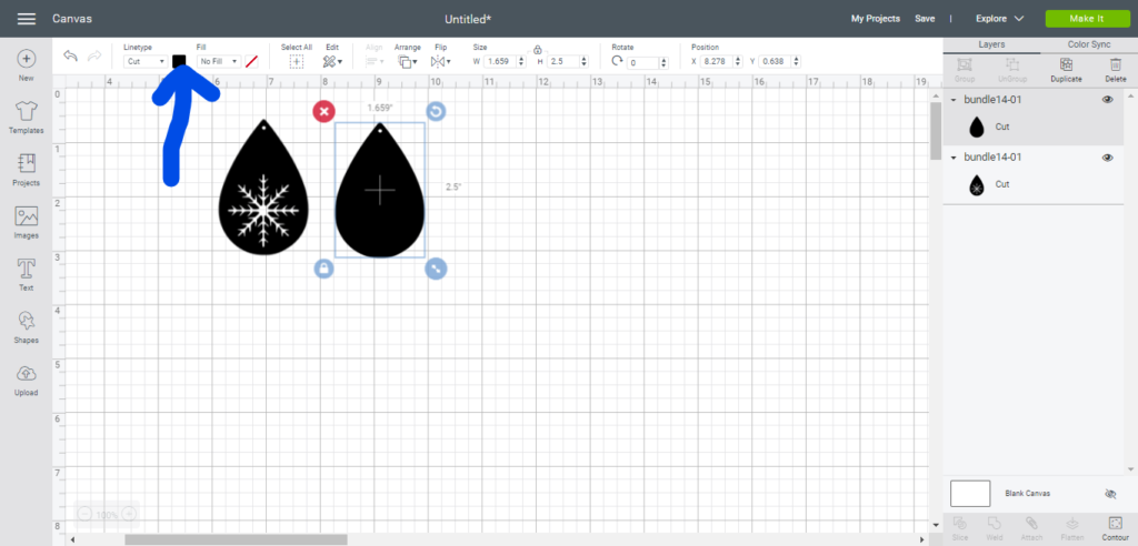 making snowflake faux leather earrings on the Cricut machine