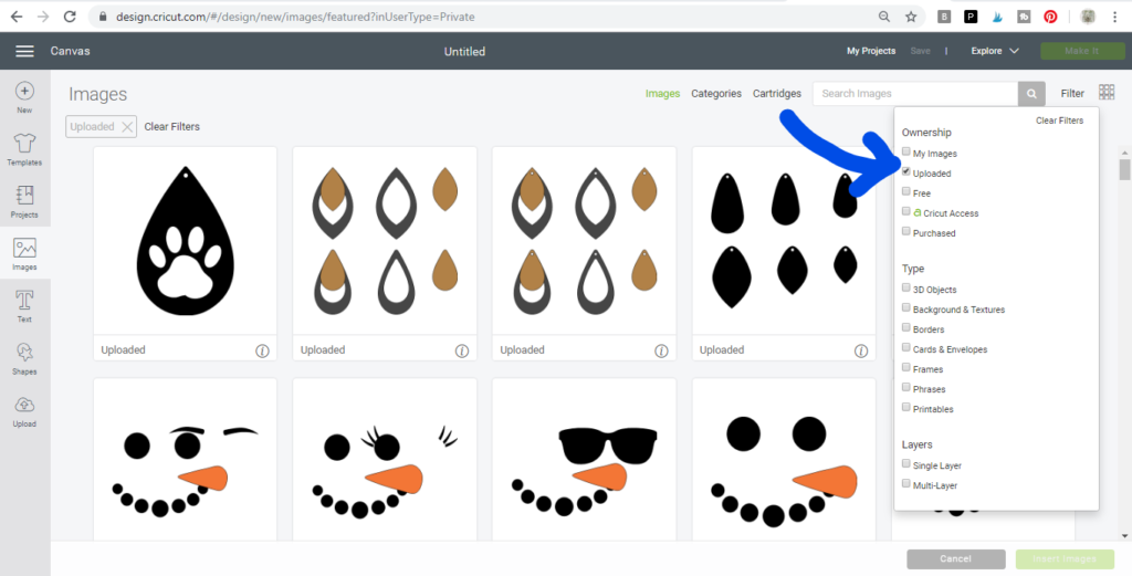 How to make faux leather earrings on a Cricut machine