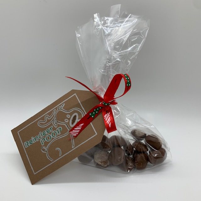 reindeer poop, candy "poop" for Christmas, the perfect item for a Christmas Care Package