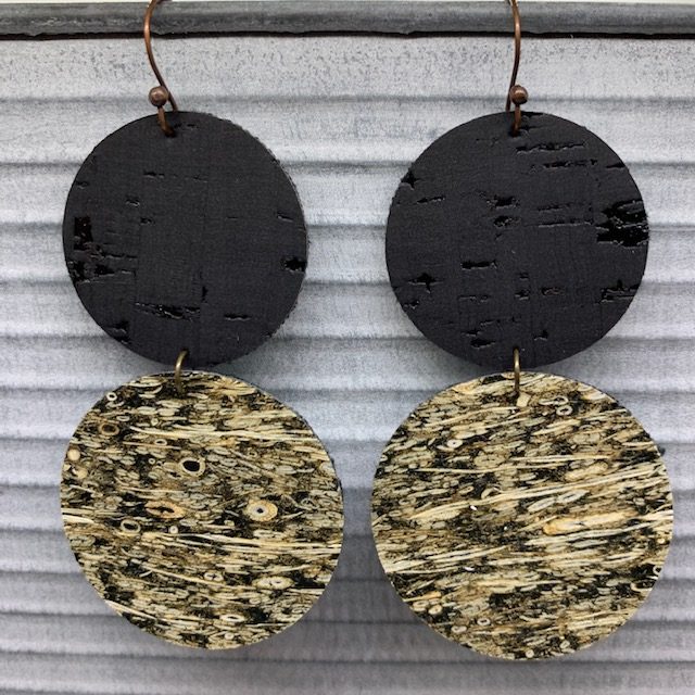 Circles Faux Leather Earrings, made with a Cricut Explore