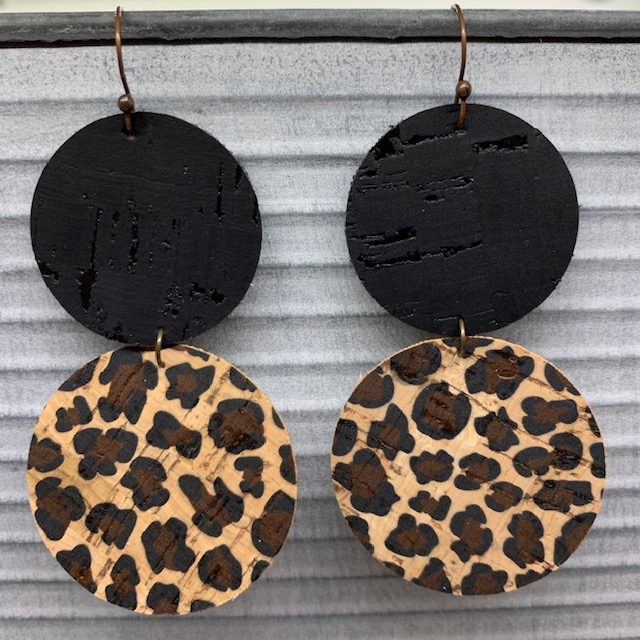 Circles Faux Leather Earrings, made with a Cricut Explore