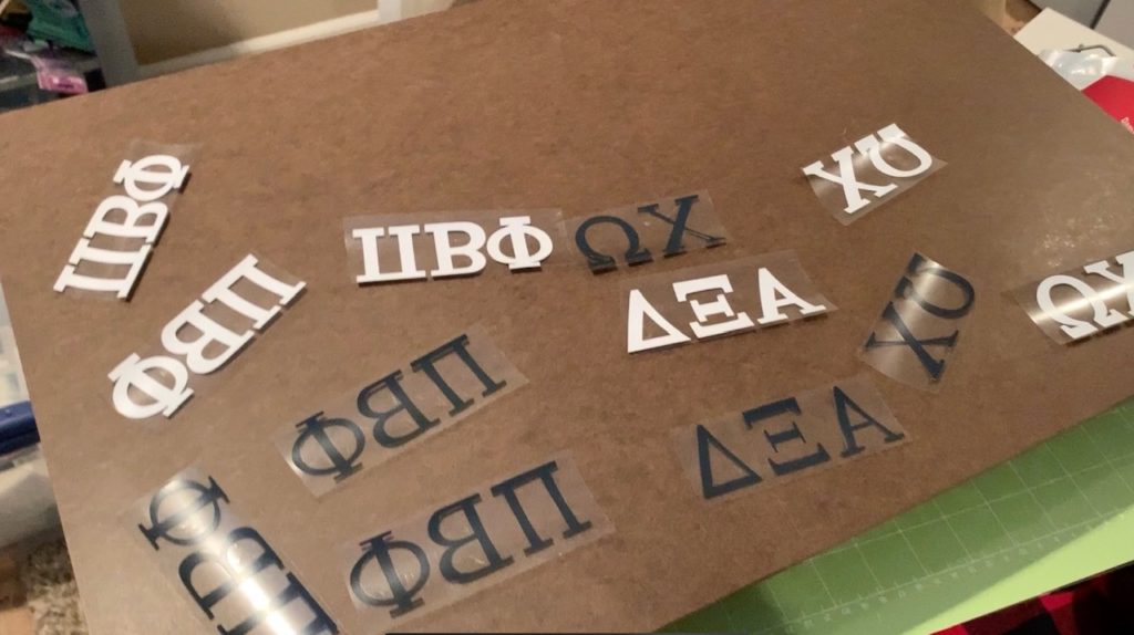 heat transfer vinyl, greek letters for sororities