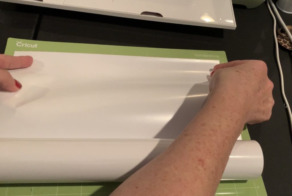 heat transfer vinyl on a Cricut mat