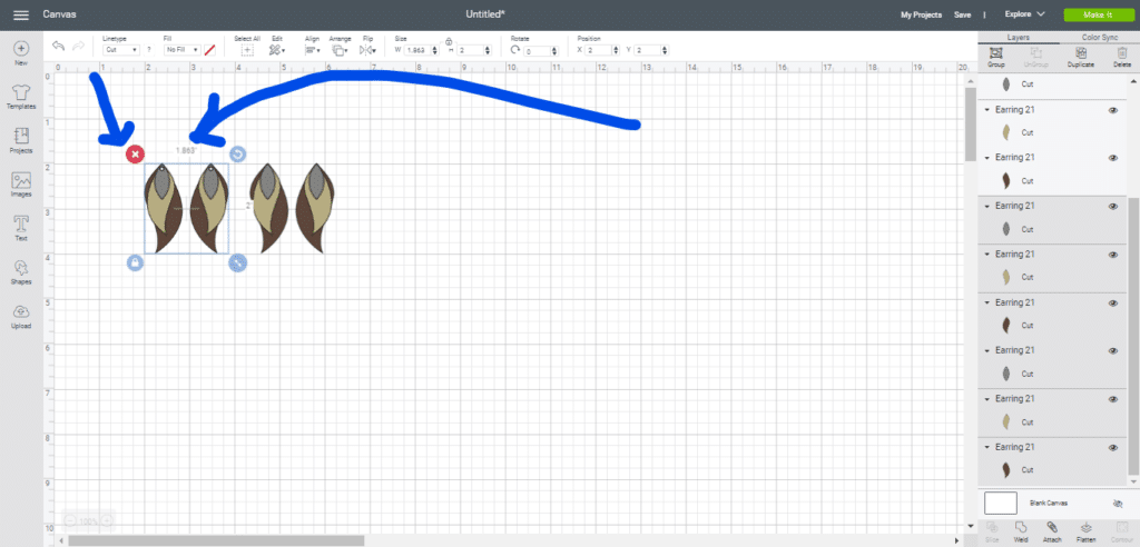 delete diy earrings on a mat