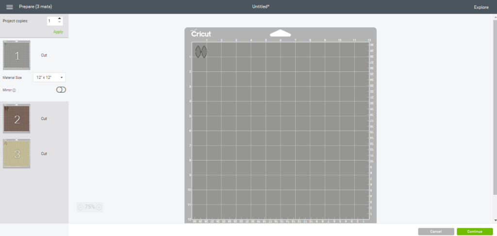 diy earrings on a Cricut Canvas, ready to cut