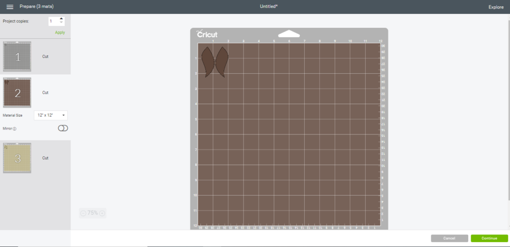 diy earrings on a Cricut Canvas, ready to cut