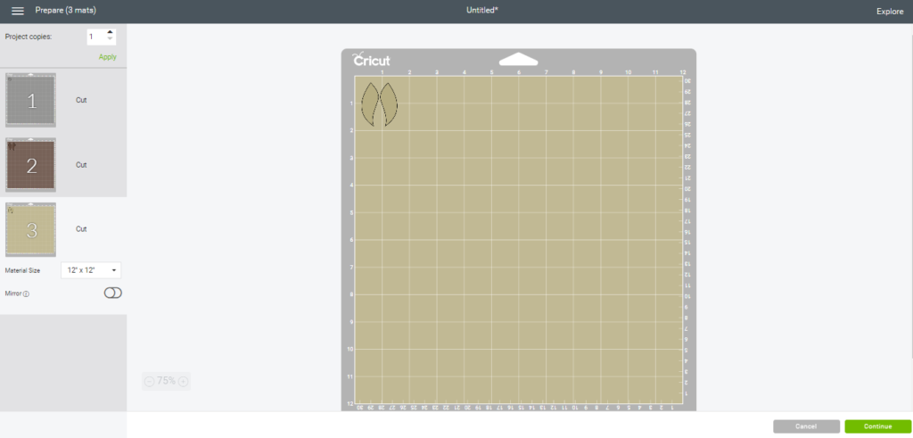 diy earrings on a Cricut Canvas, ready to cut