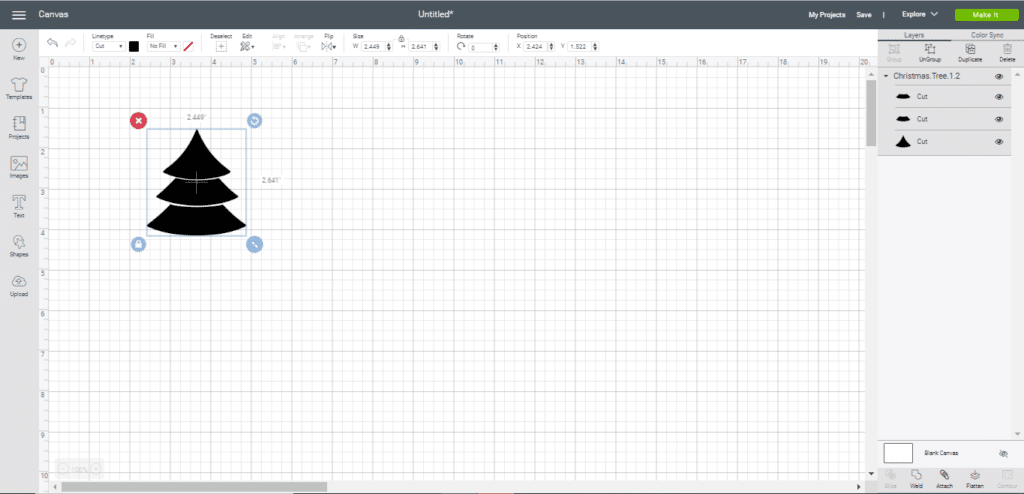 diy tree earrings on the canvas on Cricut Design Space