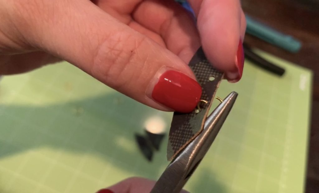 assembling the diy tree earrings
