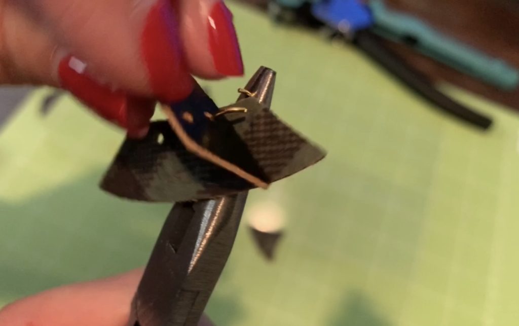 assembling the diy tree earrings