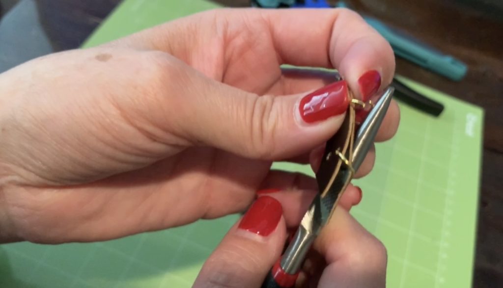 assembling Christmas diy tree earrings