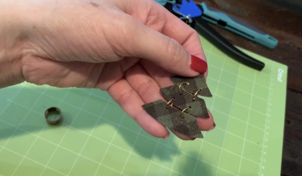 assembling Christmas diy tree earrings