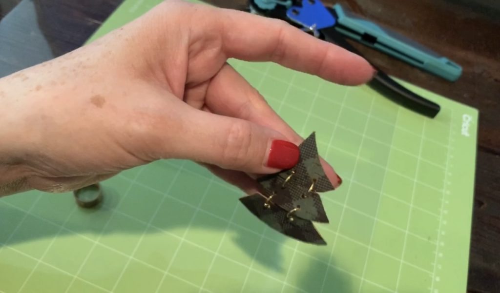 assembling Christmas diy tree earrings