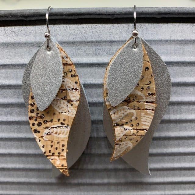 diy faux leather earrings that are curvy and stacked