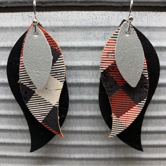 diy faux leather earrings that are curvy and stacked