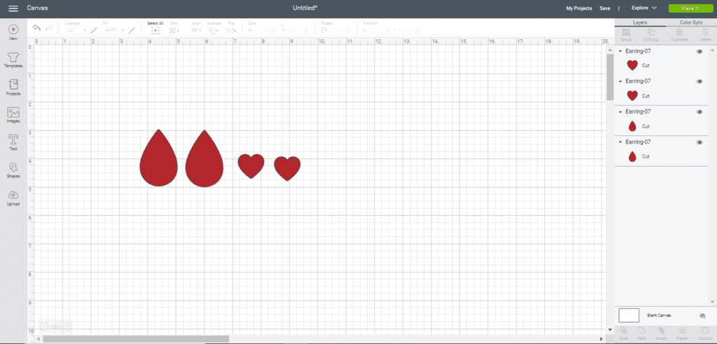 cutting faux leather earrings on a Cricut Explore