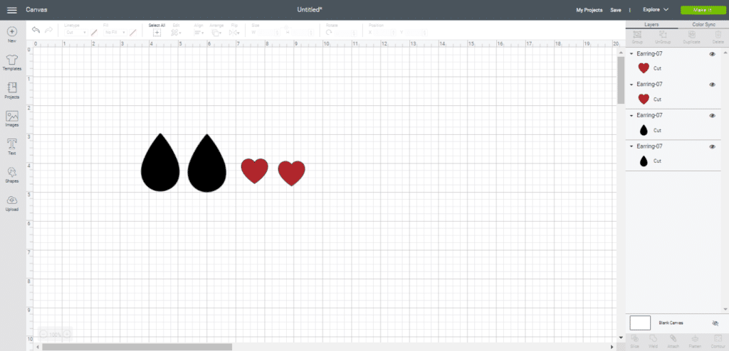 leather heart earrings on a cricut explore