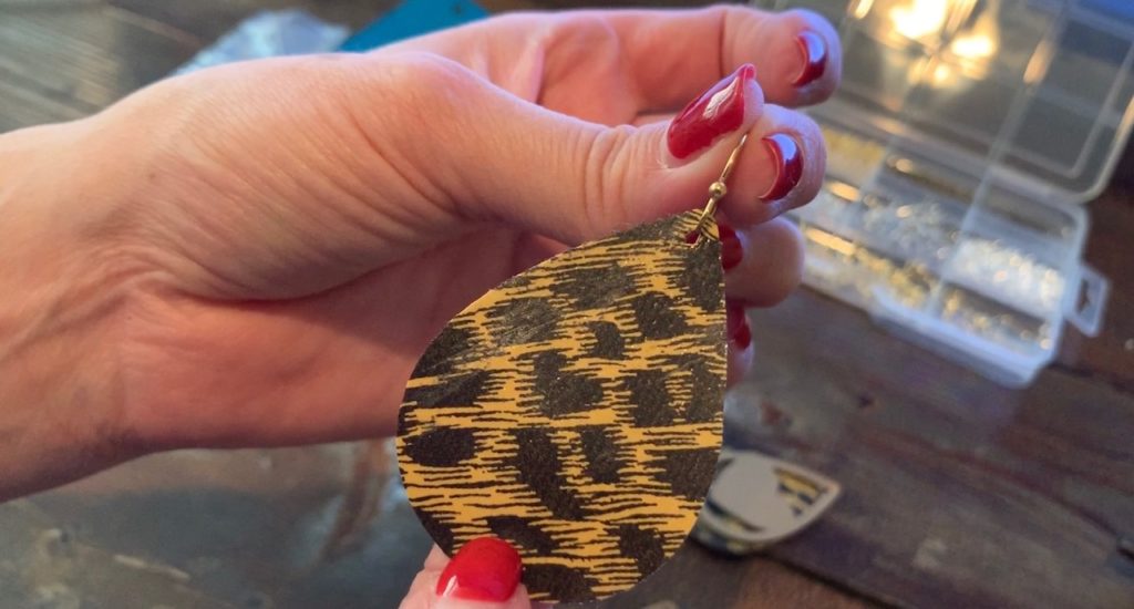 faux leather Valentine's Day Earrings, made on Cricut Explore with genuine leather