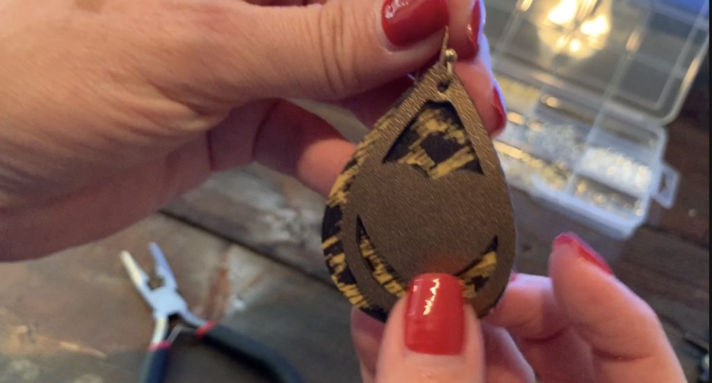 faux leather Valentine's Day Earrings, made on Cricut Explore with genuine leather