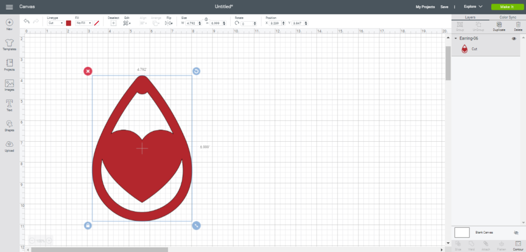 diy earring on canvas in cricut design space